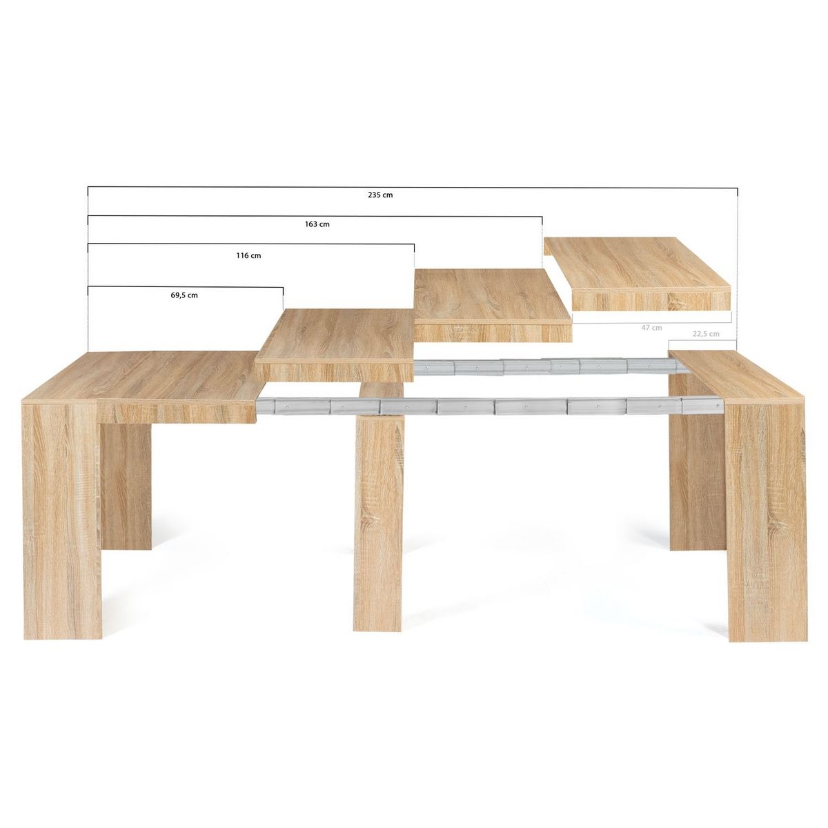 Table console extensible avec rallonges  45/235 cm ELORA  