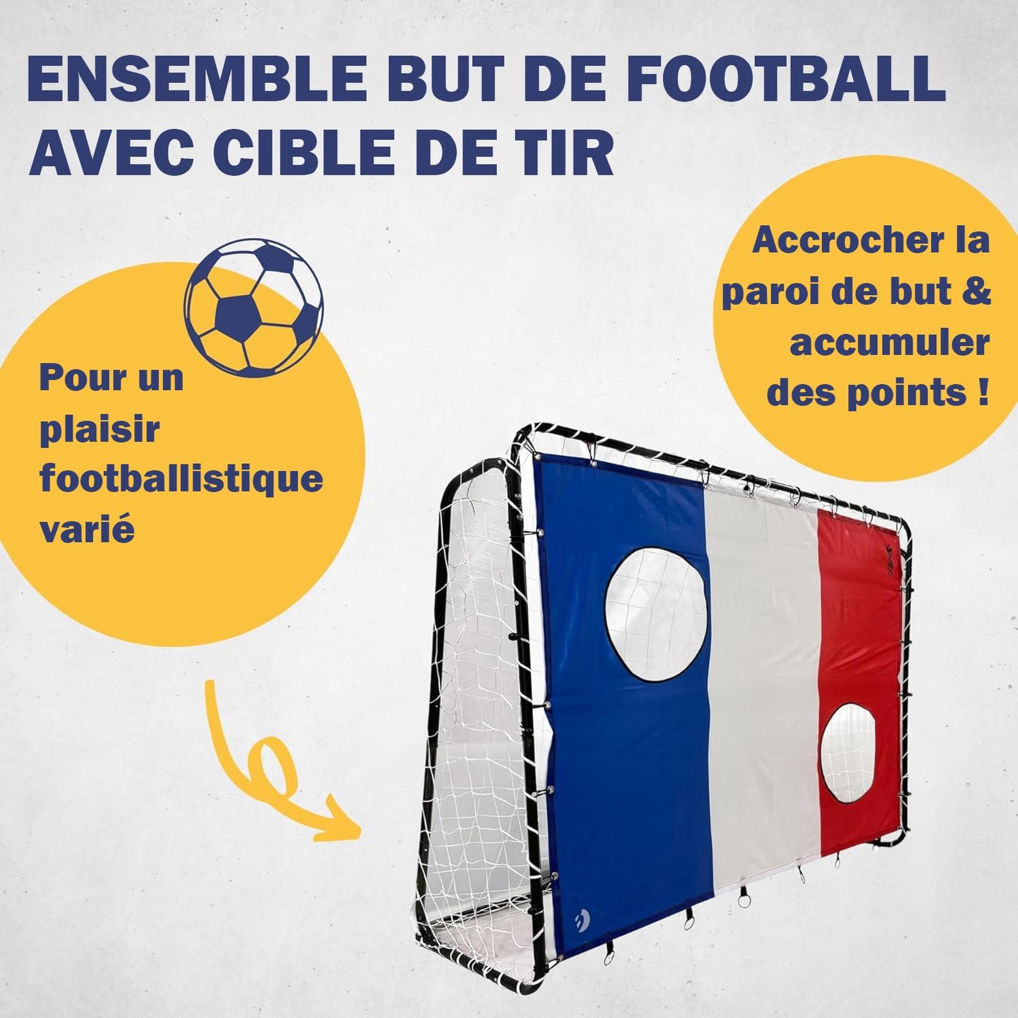 Voir la diapositive 2 : BEST SPORTING But de football 213 x 152 x 76 cm en noir avec cible de tir France