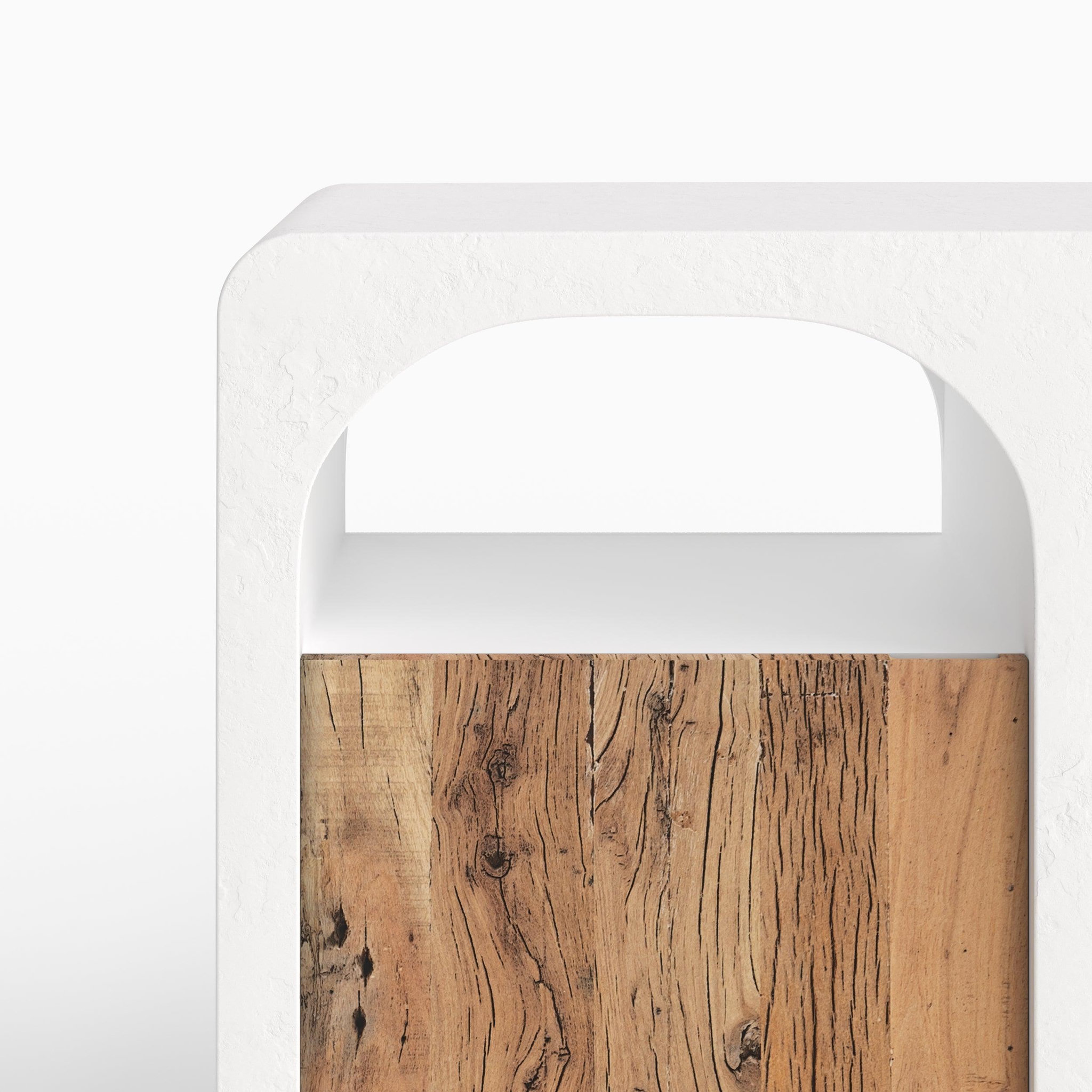 Voir la diapositive 5 : MAISON PAVANE Buffet en plâtre blanc cassé et bois d'acacia-fira