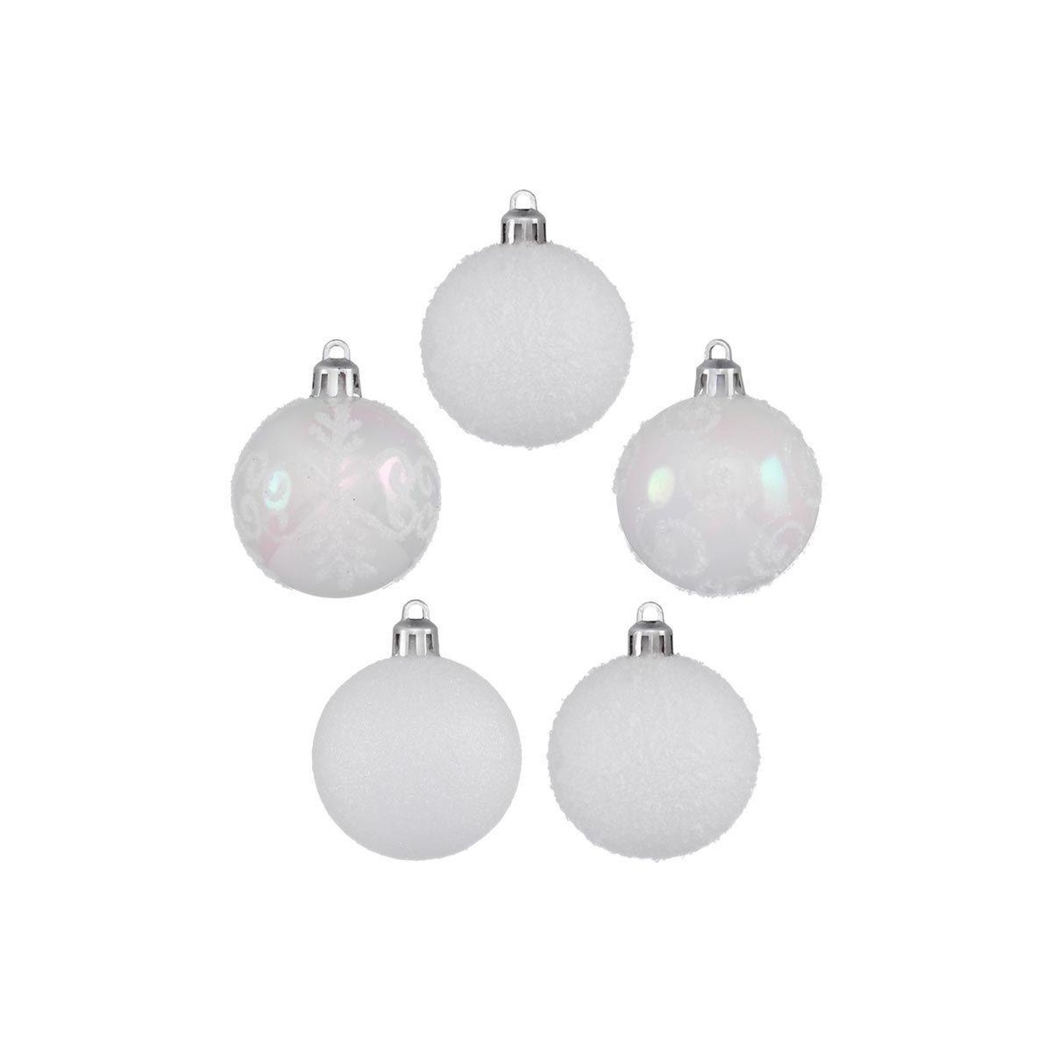 Voir la diapositive 2 : FEERIC LIGHT & CHRISTMAS Lot de 5 boules de noël  colorama  5cm blanc