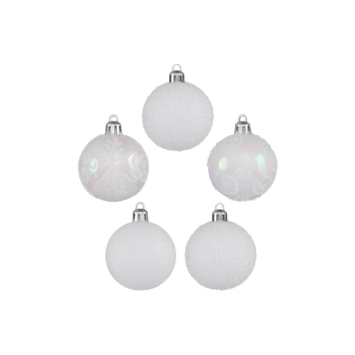 FEERIC LIGHT & CHRISTMAS Lot de 5 Boules de Noël  Colorama  5cm Blanc