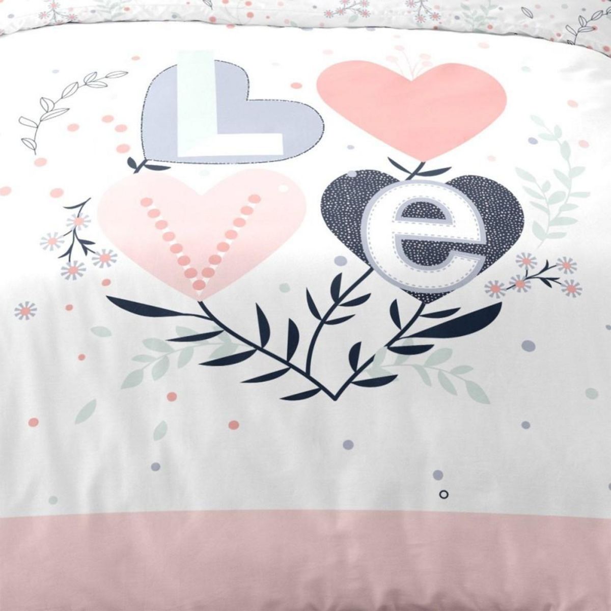 Dourev Housse de couette 140x200 Love Celia + taie polycoton