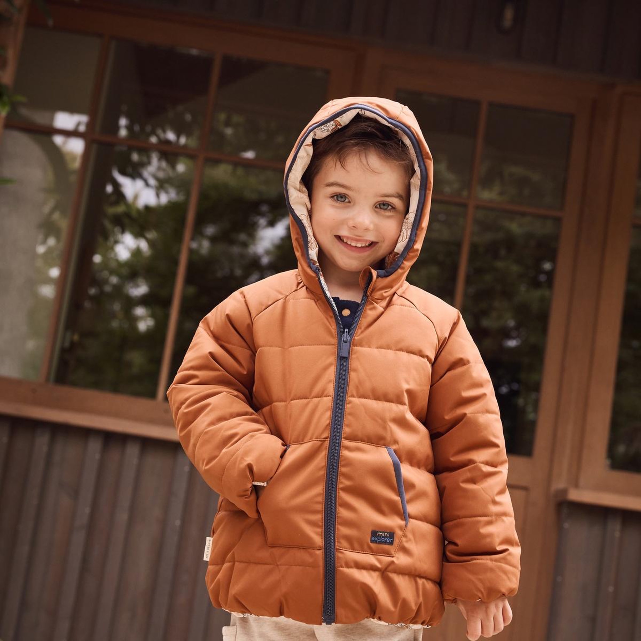 Voir la diapositive 6 : PETIT BEGUIN Doudoune réversible enfant imperméable avec capuche constellation