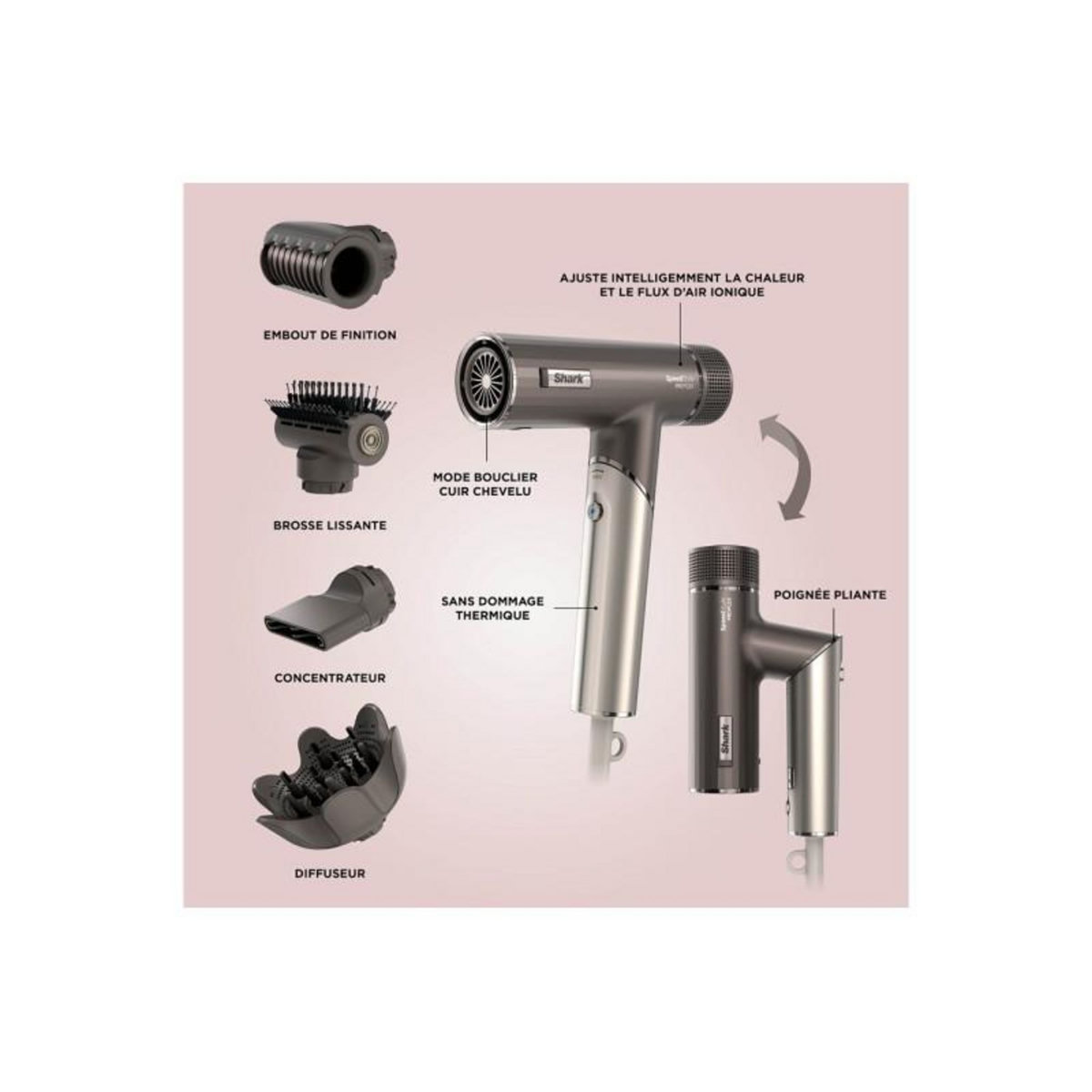 Shark Sèche cheveux SpeedStyle Pro HD542EU FLEX 4-en-1