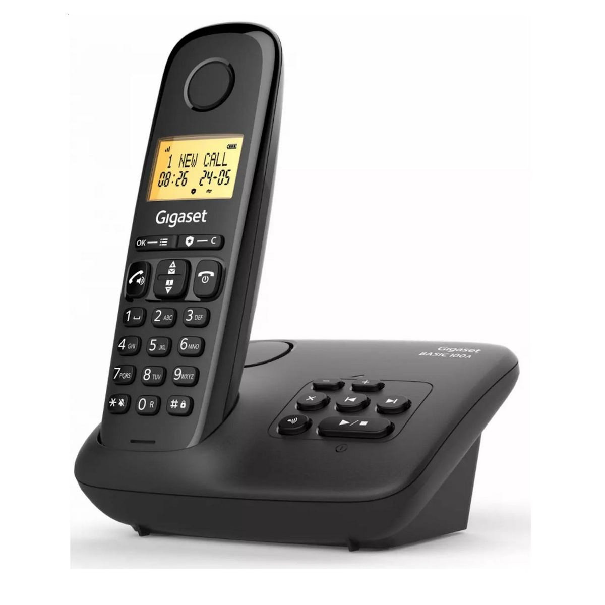 GIGASET Téléphone sans fil dect noir avec répondeur - BASIC100ANOIR