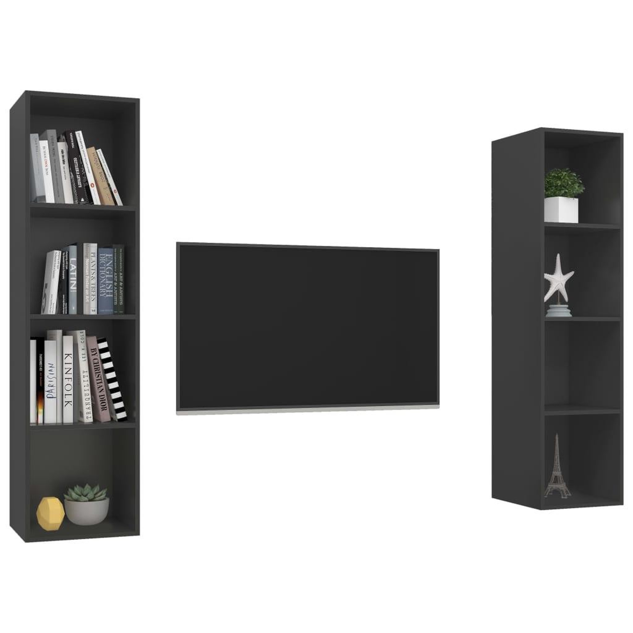 Voir la diapositive 3 : VIDAXL Meubles TV muraux 2 pcs Gris Bois d'ingenierie