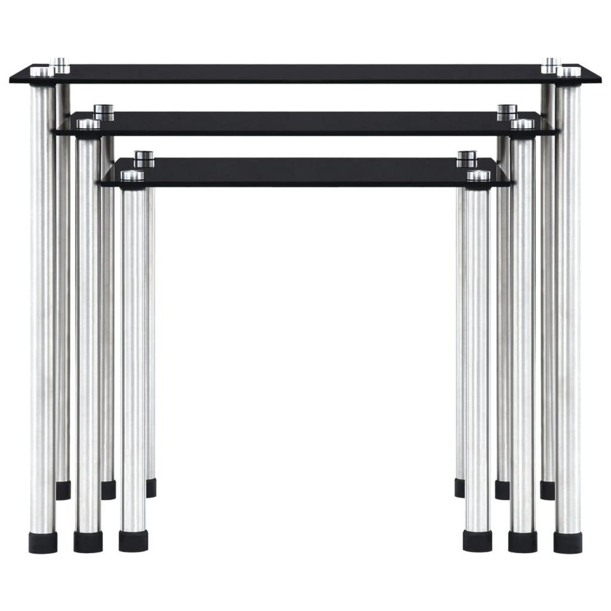 VIDAXL Tables gigognes 3 pcs Noir Verre trempe