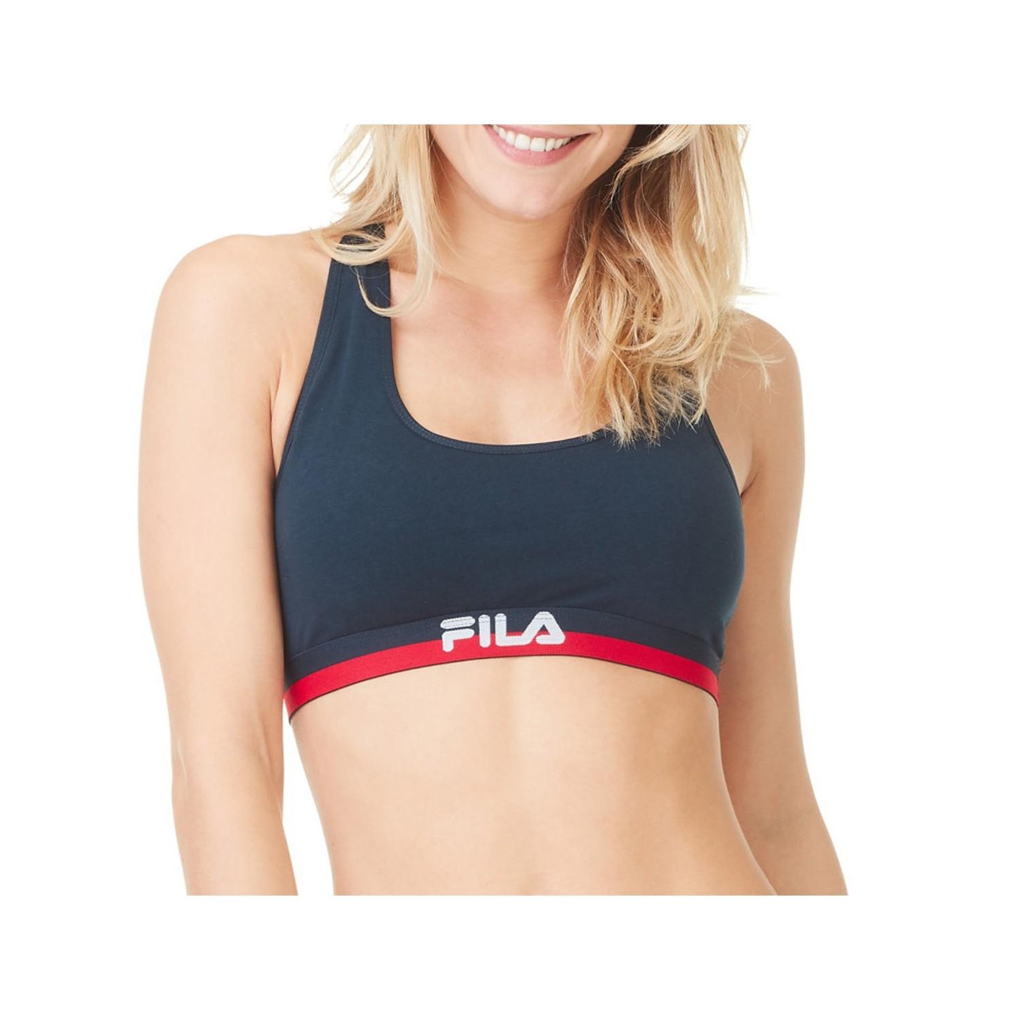 Voir la diapositive 4 : FILA Lot de 3 Brassières coton Fila FU6048 Gris, Navy et Blanc