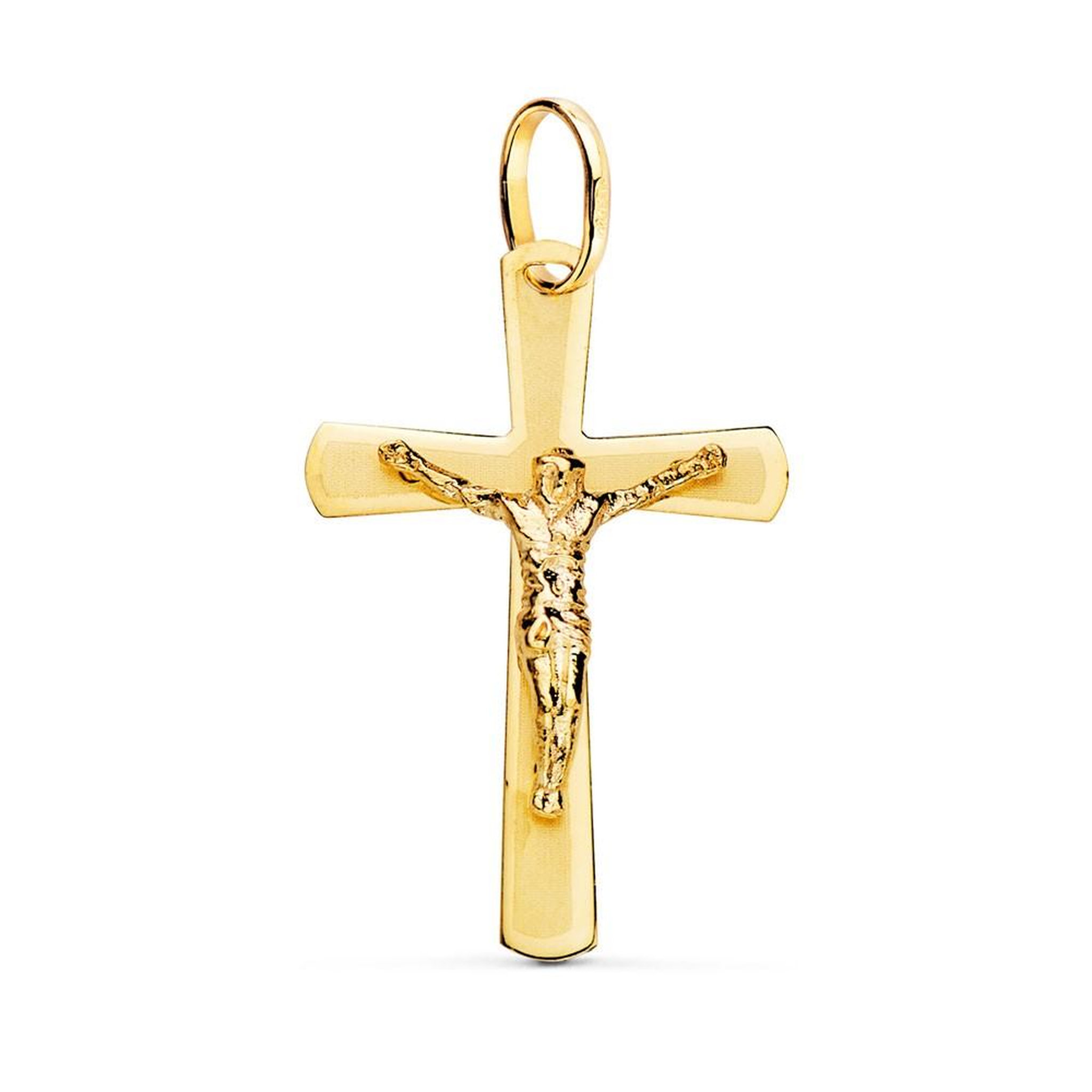 L'ATELIER D'AZUR Pendentif  - Médaille Christ sur la Croix Or 18 Carats 750 Jaune - Chaine Offerte