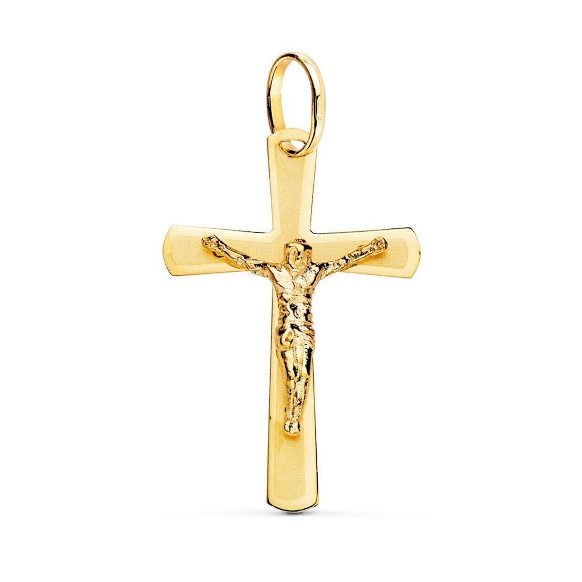 L'ATELIER D'AZUR Pendentif  - Médaille Christ sur la Croix Or 18 Carats 750 Jaune - Chaine Offerte