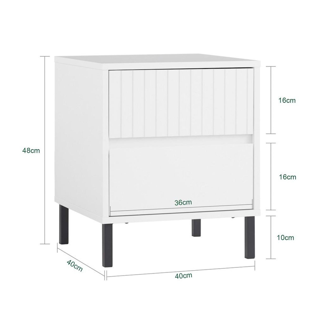 SOBUY SoBuy - Table De Chevet à deux tiroirs - Blanc - 40x40x48cm - Minimaliste - FBT157-W