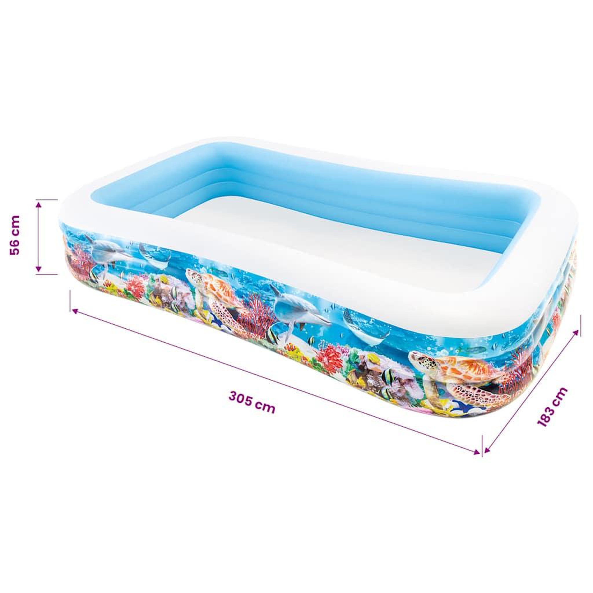 Voir la diapositive 4 : INTEX Piscine Gonflable Rectangulaire  Family  305cm Bleu