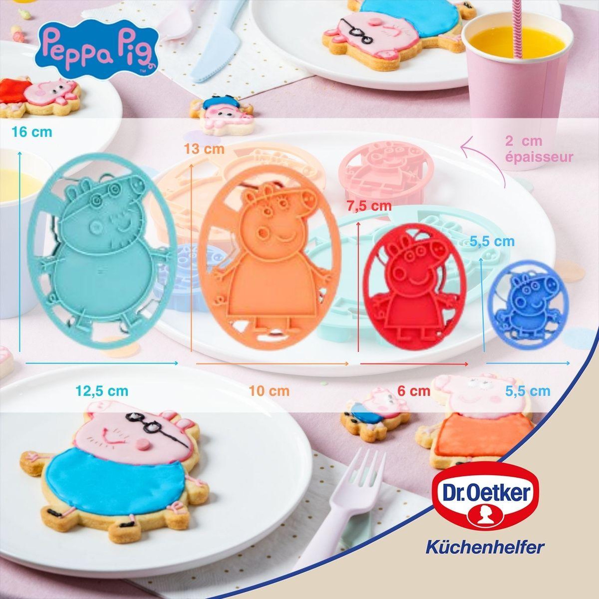 Voir la diapositive 3 : DR.OETKER Set de 4 tampons et emporte-pièces pour enfants dr. Oetker peppa pig