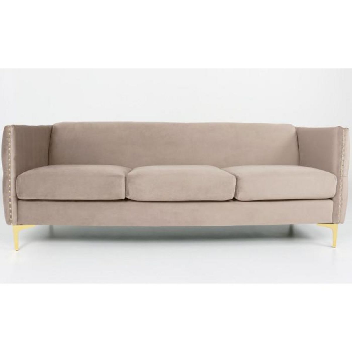 Paris Prix Canapé 3 Places en Velours  Suez  204cm Taupe