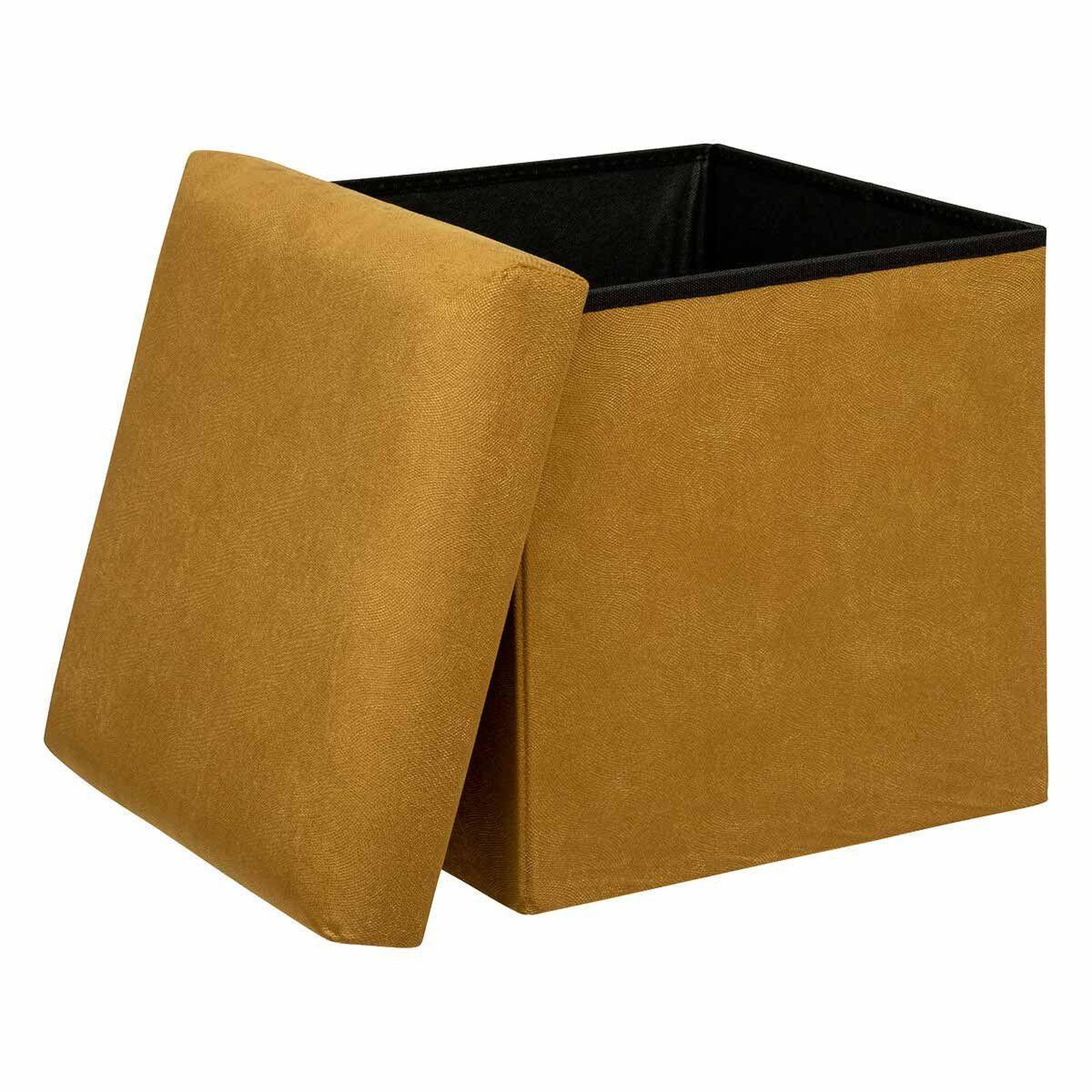 Voir la diapositive 2 : ATMOSPHERA Pouf coffre pliable en velours  lilou  38cm ocre