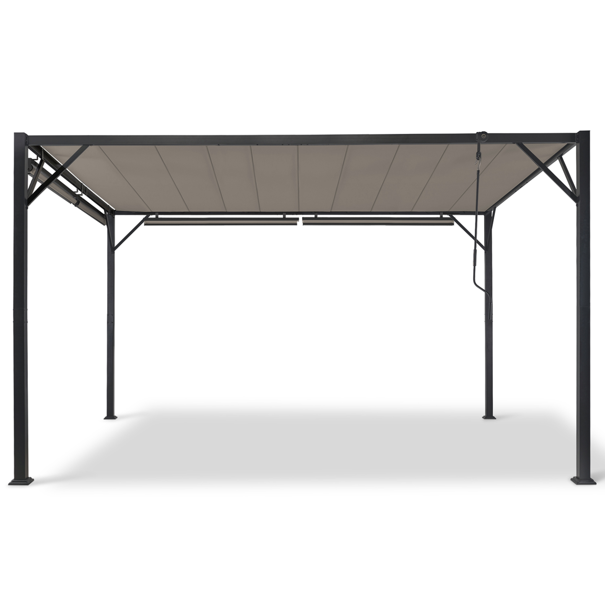 Voir la diapositive 4 : ID MARKET Pergola édition luxe lames orientables 3x4 m et 4 stores taupe