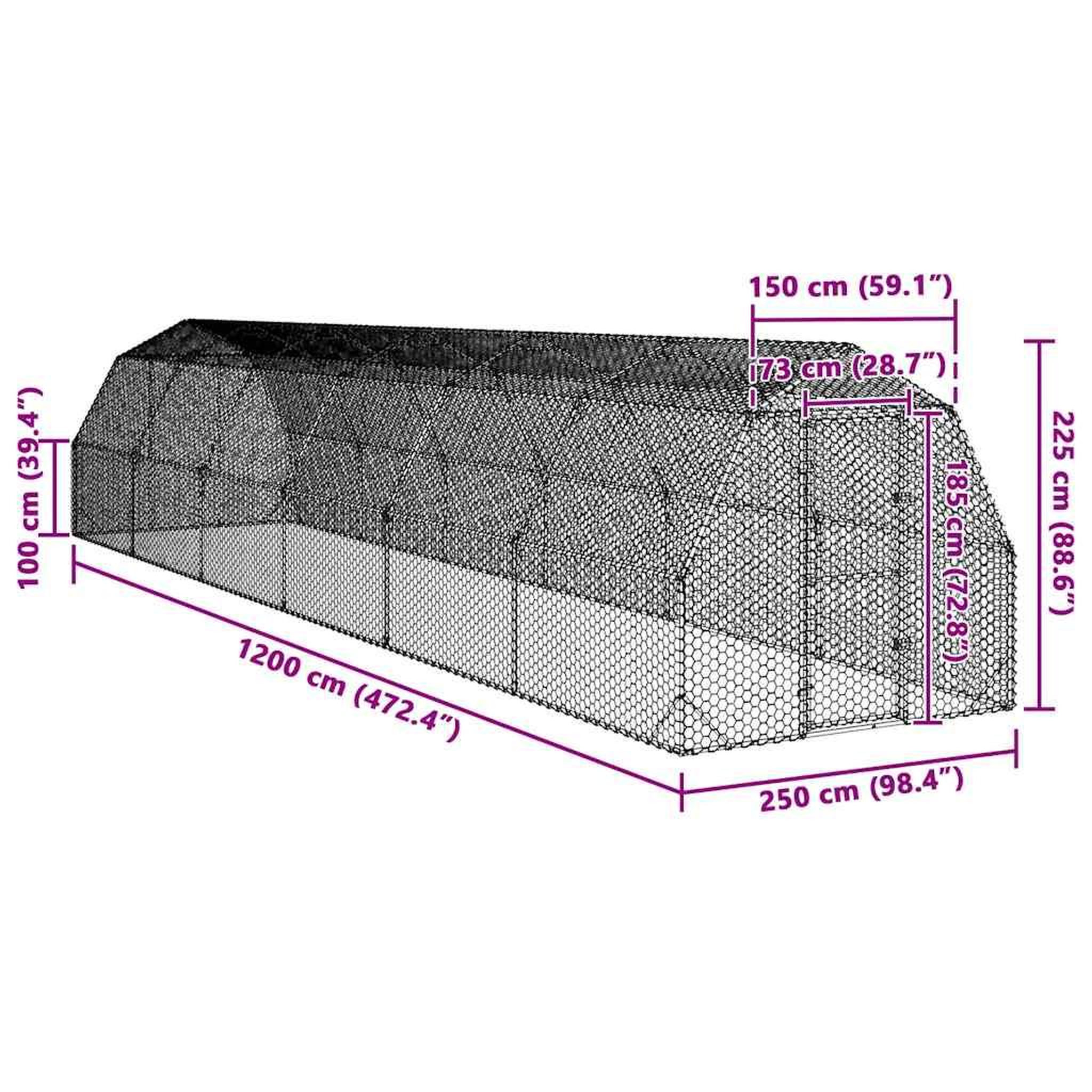 Voir la diapositive 6 : VIDAXL Poulailler 2,5x12x2,25 m acier galvanise