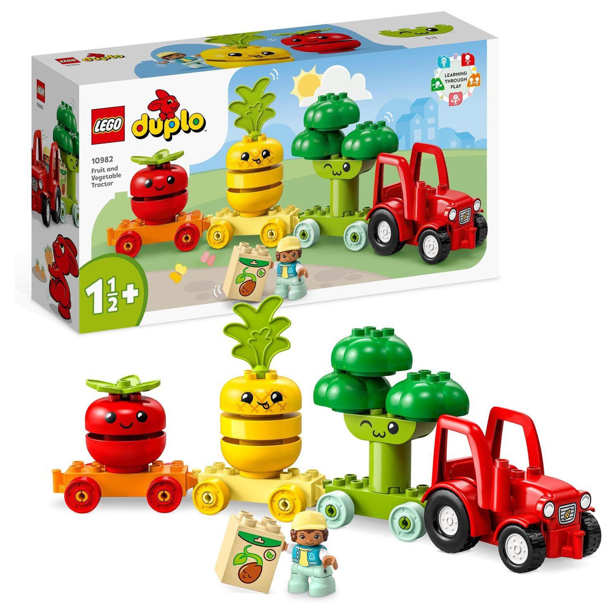 LEGO DUPLO 10982 - Le tracteur des fruits et légumes, Jouet à Empiler et à Trier par Couleur pour les Bébés et Enfants Âgés de 1,5 à 3 Ans, Jeu Éducatif