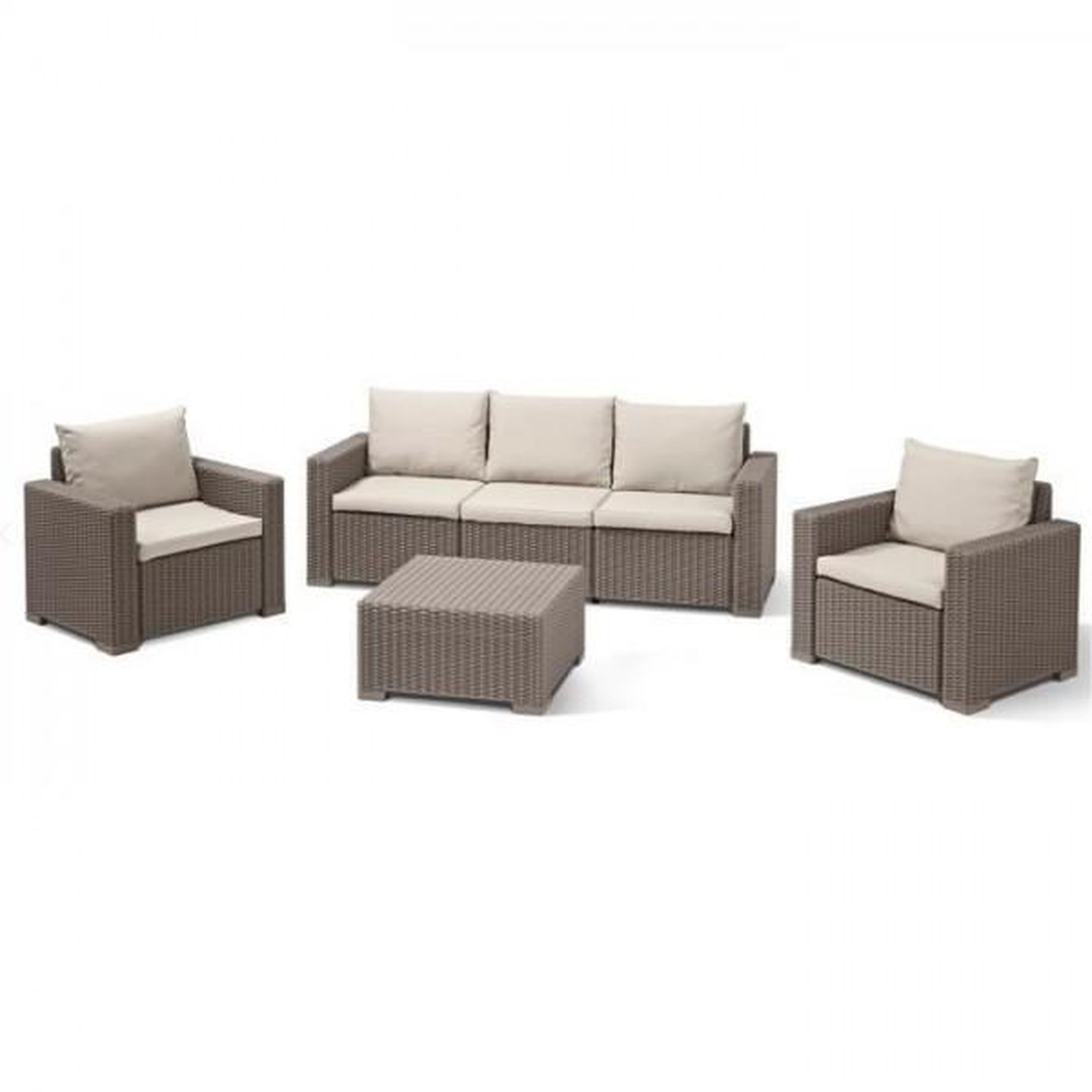 ALLIBERT by KETER Salon de jardin résine tressée imitation rotin ALLIBERT avec table basse - 5 personnes - California - Beige