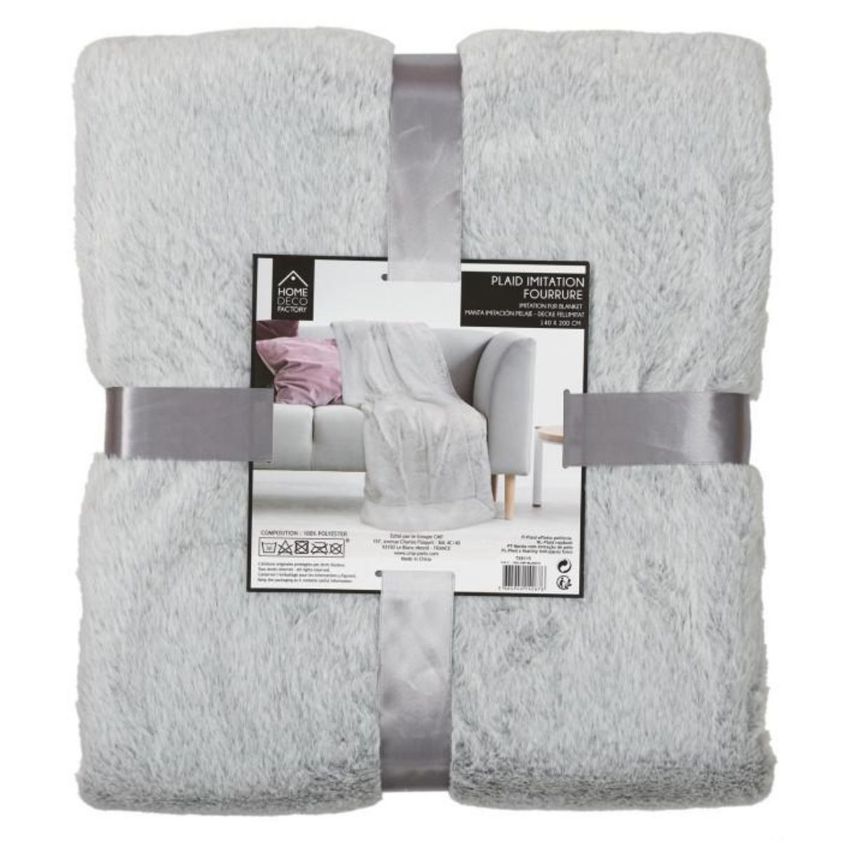 Paris Prix Plaid Imitation Fourrure  Prague  140x200cm Gris