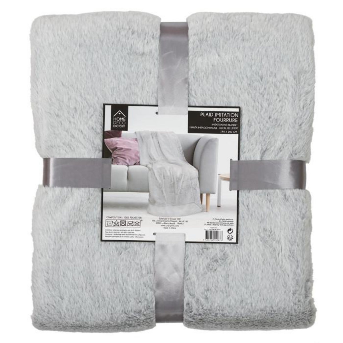 Paris Prix Plaid Imitation Fourrure  Prague  140x200cm Gris