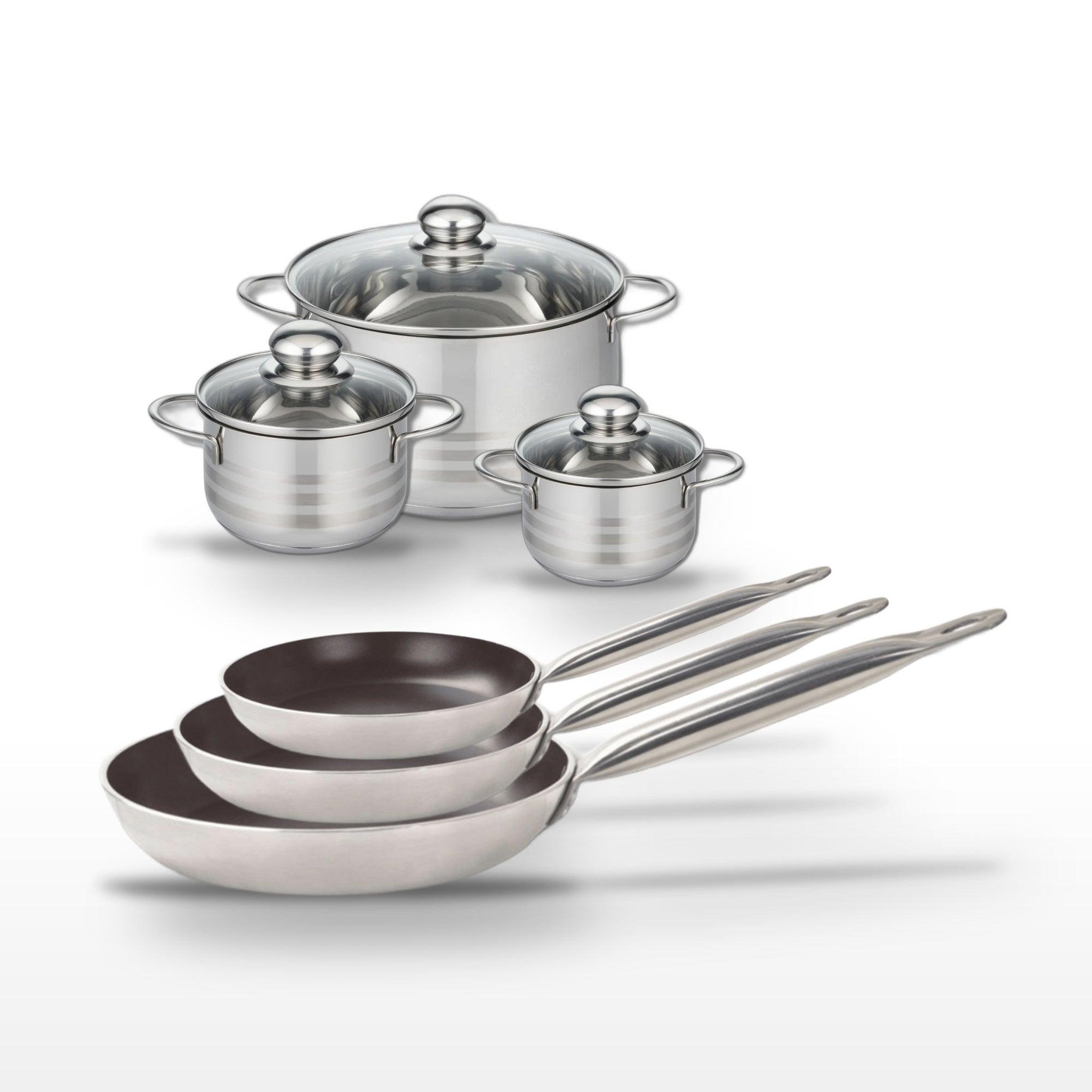 ELO Lot 3 poêles 24/28/32 cm elo bistro line et 3 faitouts 12/14/20 cm