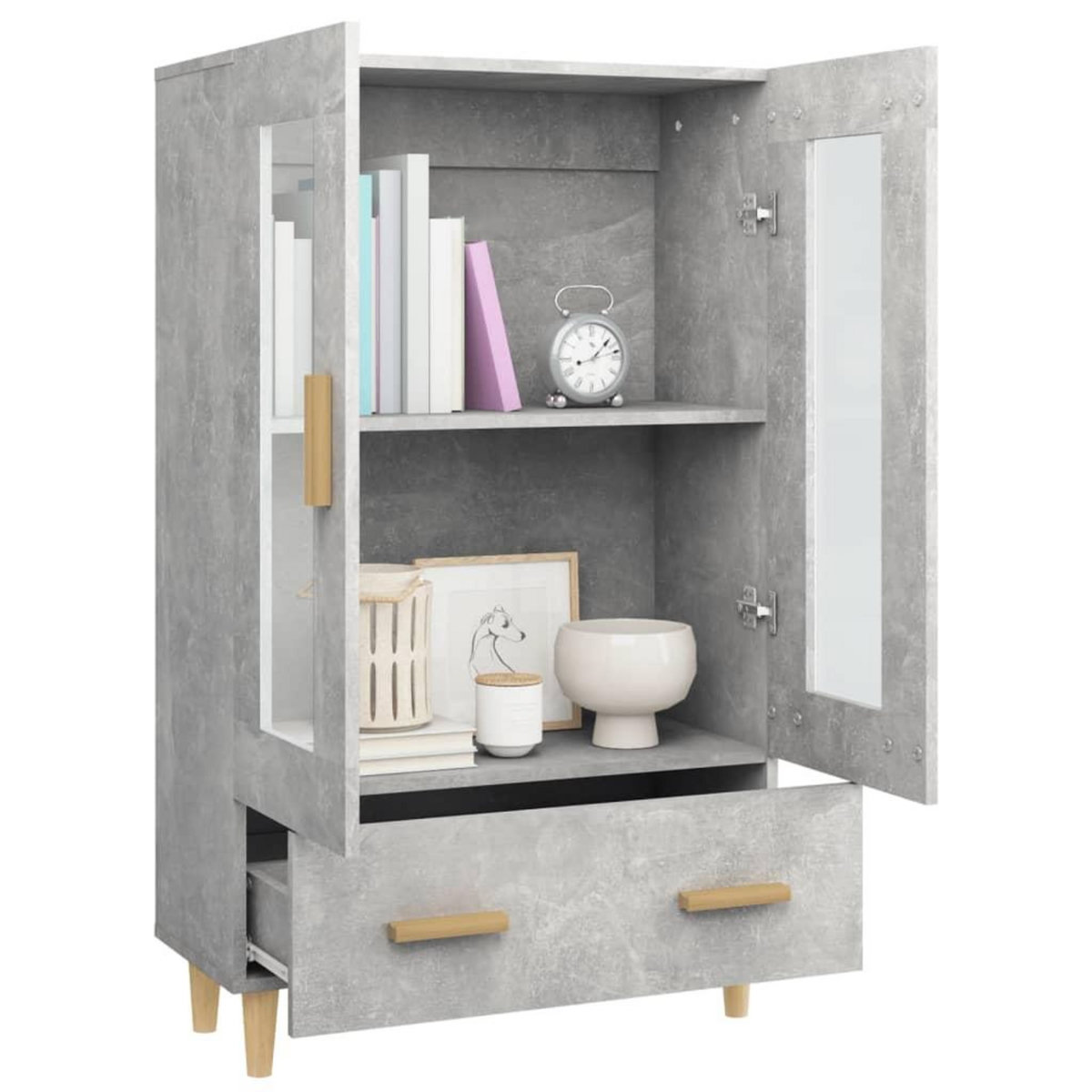 VIDAXL Buffet haut Gris beton 70x31x115 cm Bois d'ingenierie