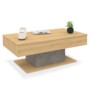 Voir la diapositive 4 : ID MARKET Table basse plateau relevable rectangulaire EDEN bois et effet béton