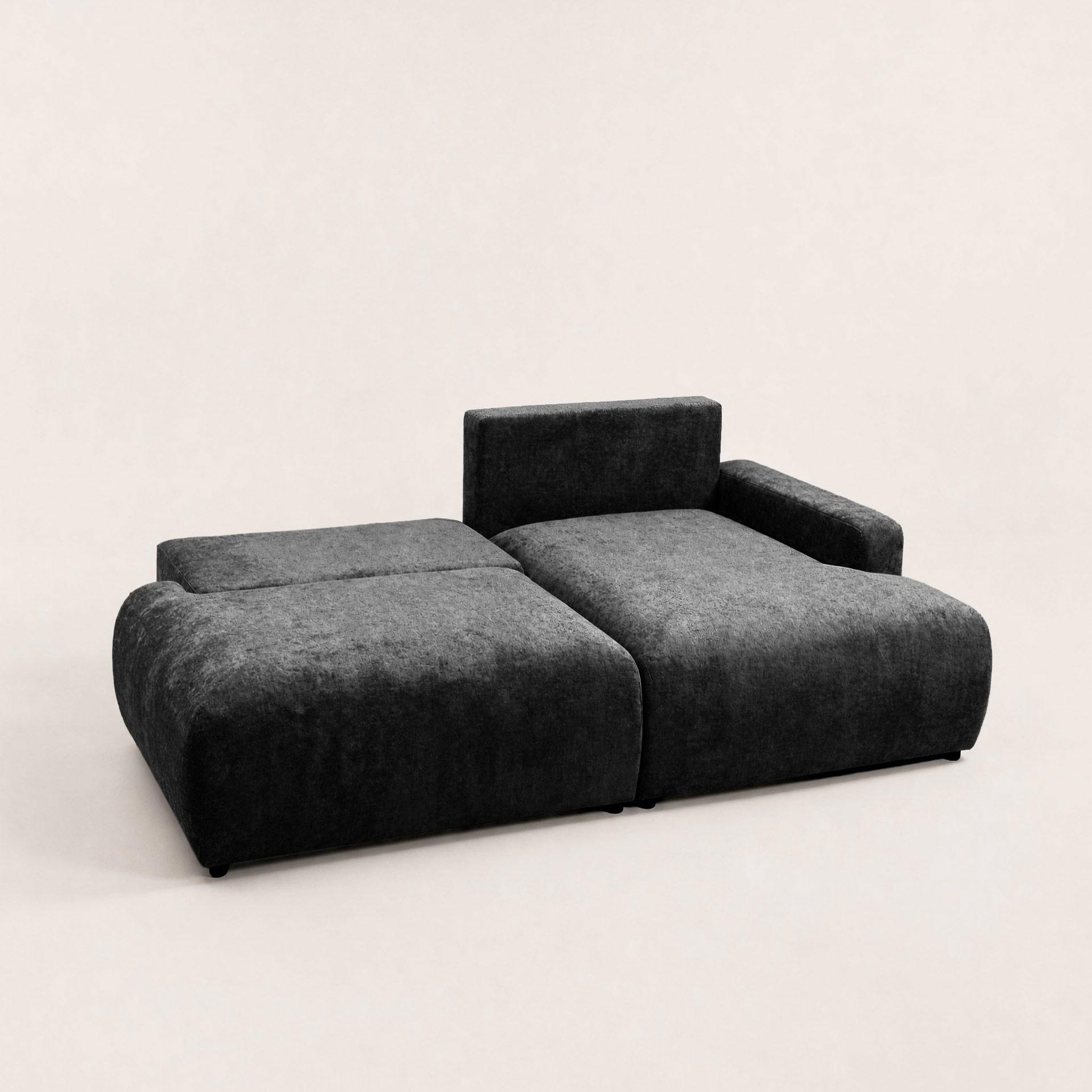 Voir la diapositive 4 : BEST MOBILIER Pivoine - canapé d'angle ouvert droit 4 places convertible avec coffre en tissu texturé