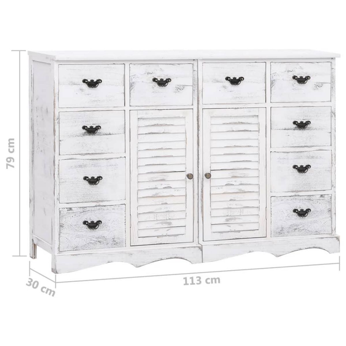 VIDAXL Buffet avec 10 tiroirs Blanc 113x30x79 cm Bois