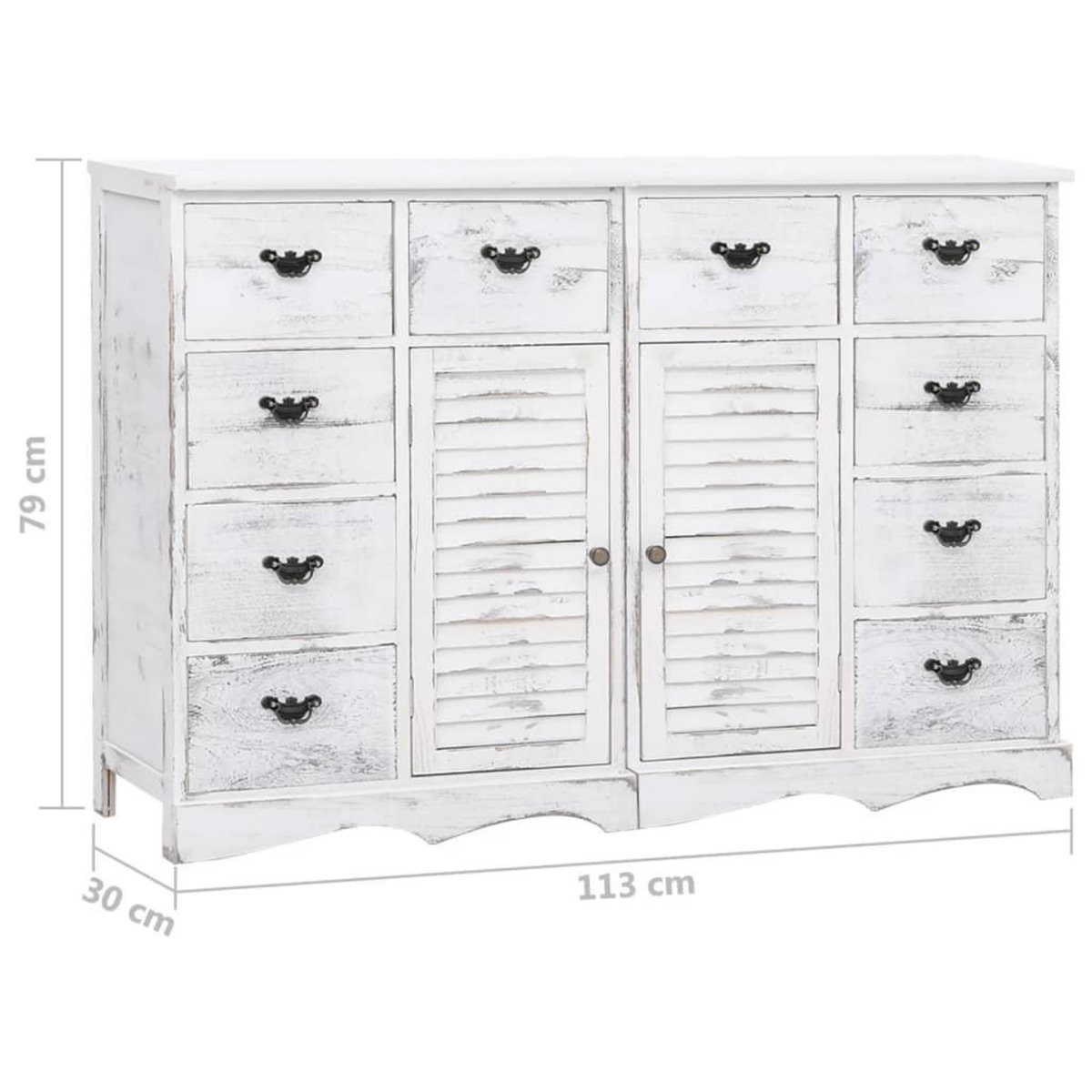 VIDAXL Buffet avec 10 tiroirs Blanc 113x30x79 cm Bois