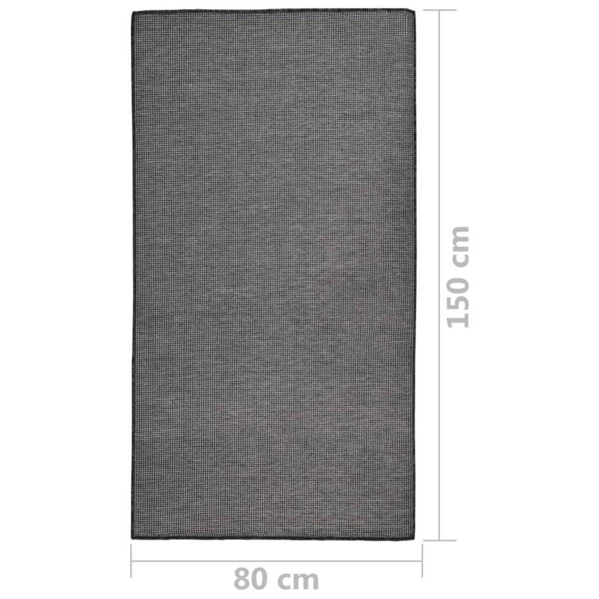 VIDAXL Tapis a tissage plat d'exterieur 80x150 cm Gris