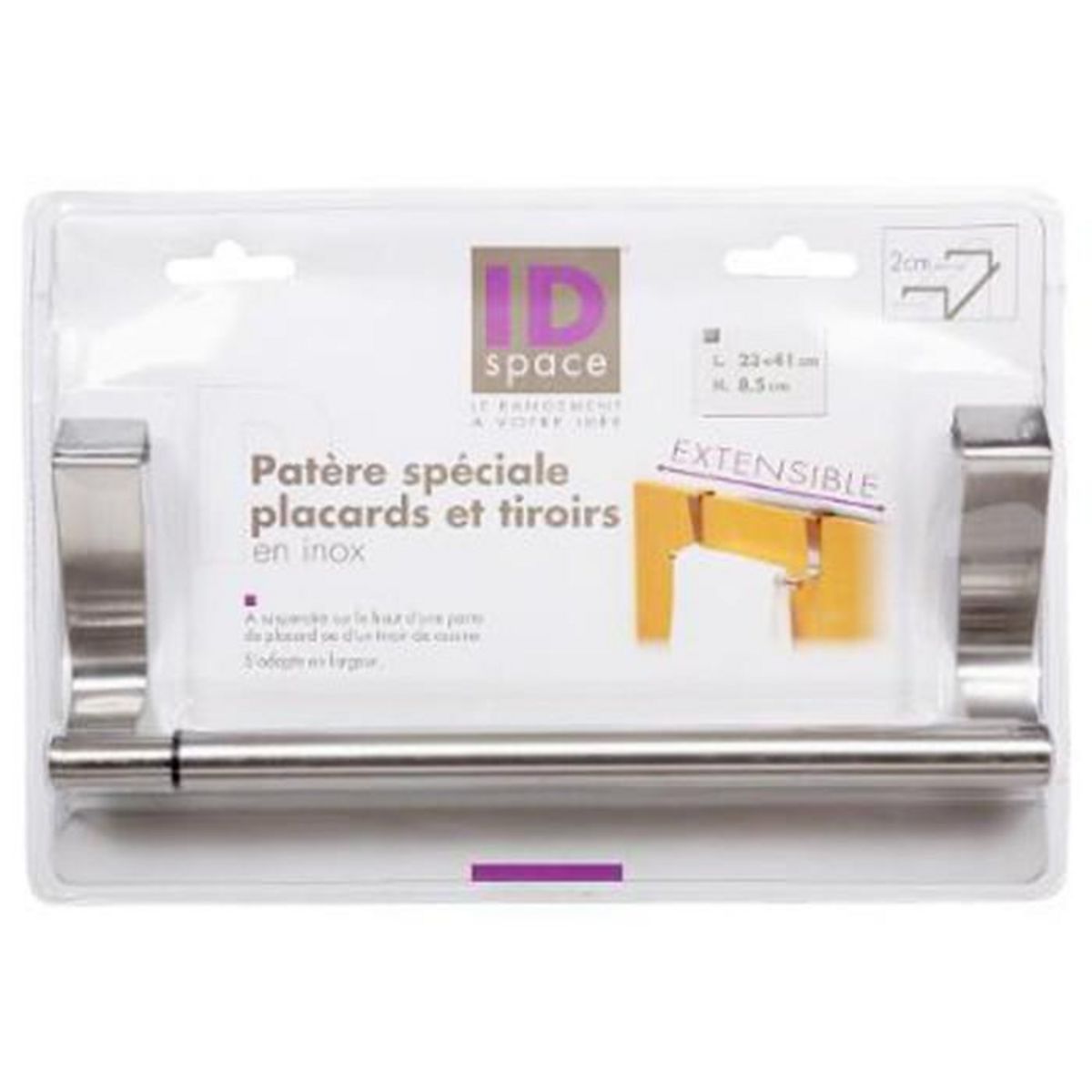 FIVE Patère de Placard Inox  Extensible  41cm Argent