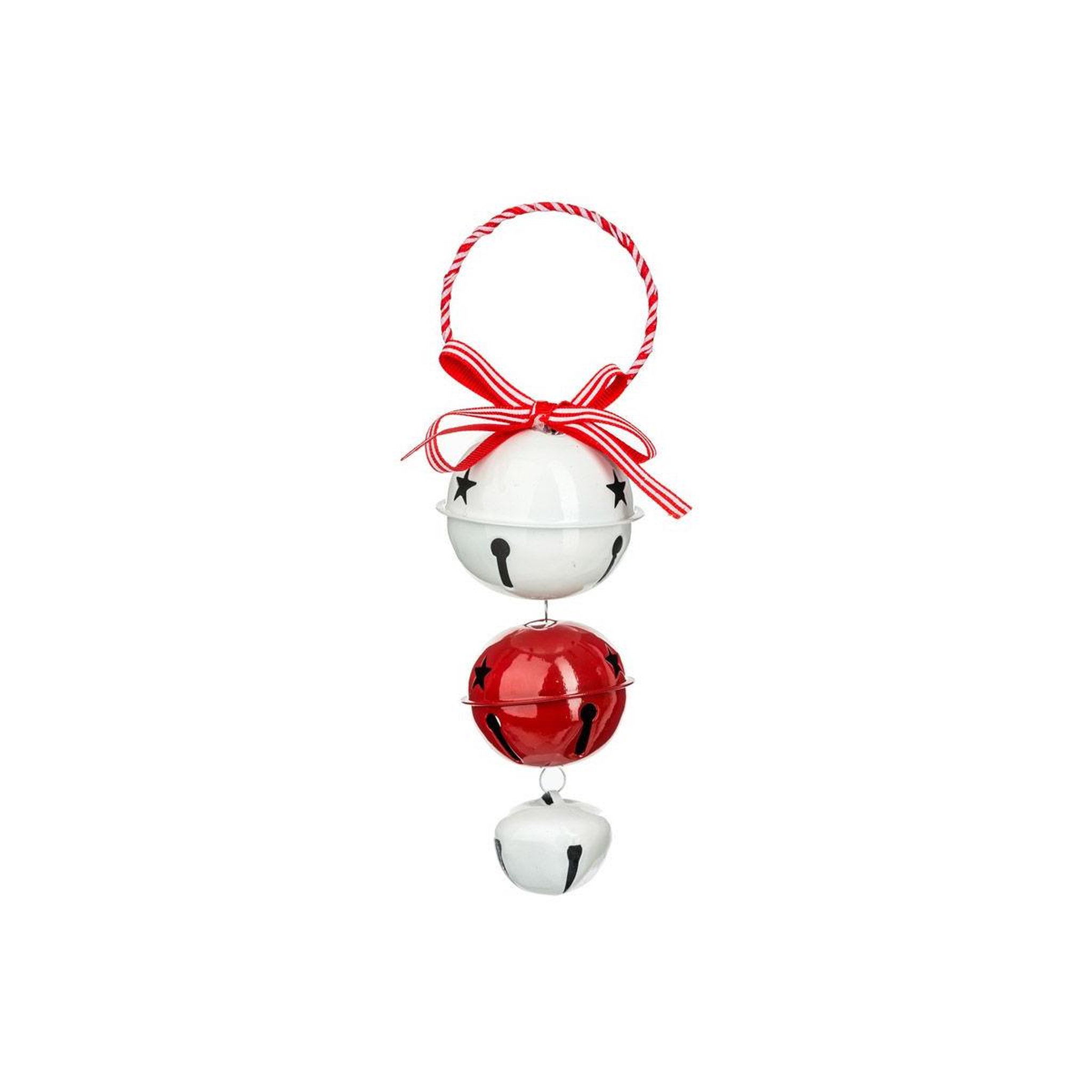 FEERIC LIGHT & CHRISTMAS Sujet de noël 3 grelots  la piste  18cm rouge & blanc