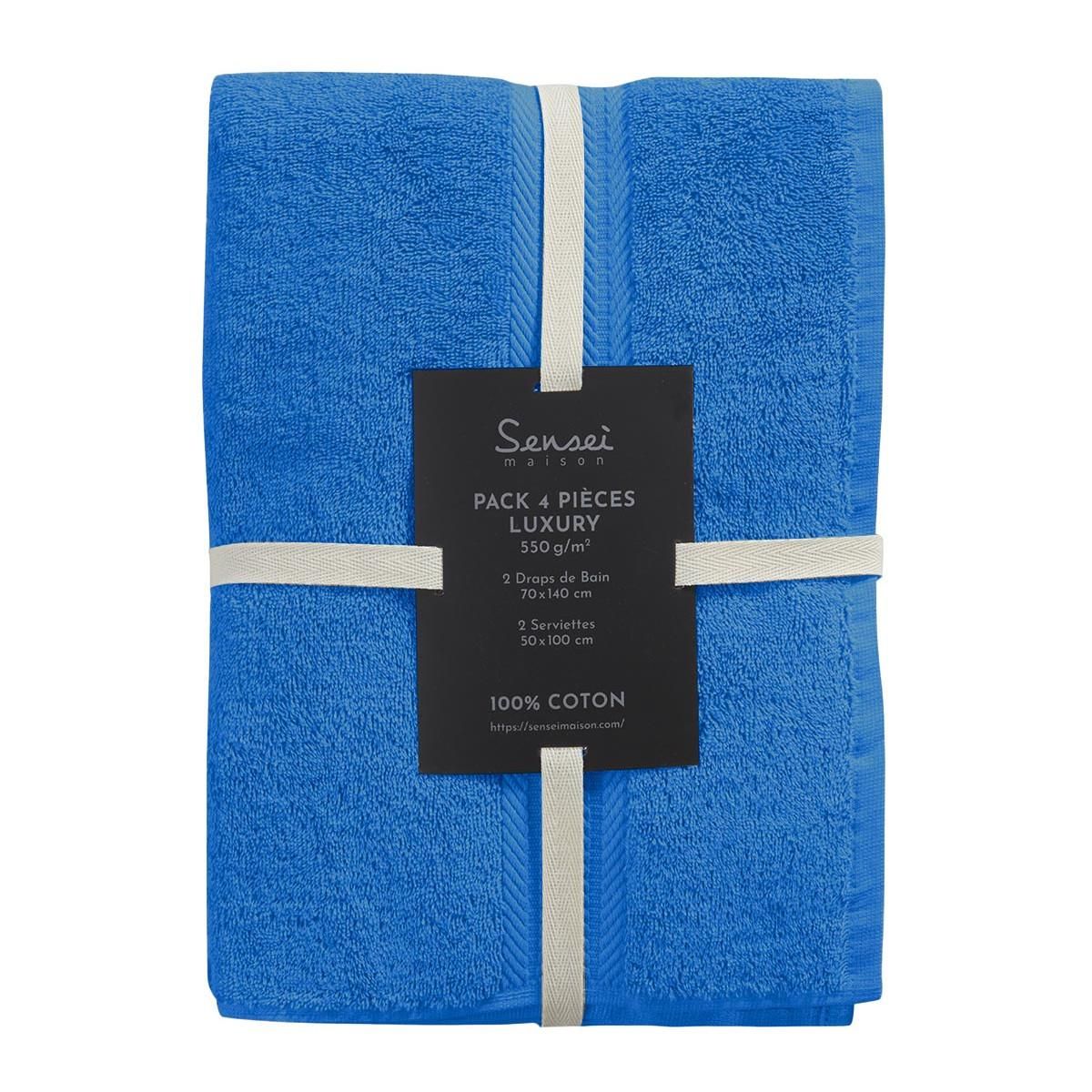 Sensei Maison Ensemble de bain 4 pièces (2 draps de bain + 2 serviettes de toilette) LUXURY