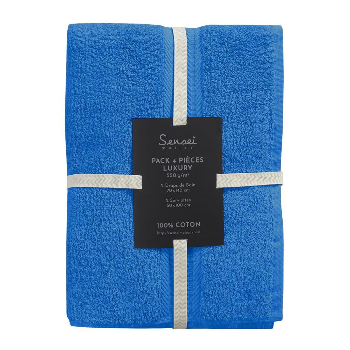 Sensei Maison Ensemble de bain 4 pièces (2 draps de bain + 2 serviettes de toilette) LUXURY
