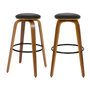 Voir la diapositive 1 : MAISON PAVANE Lot de 2 tabourets de bar 78 cm en cuir synthétique noir-Arthus