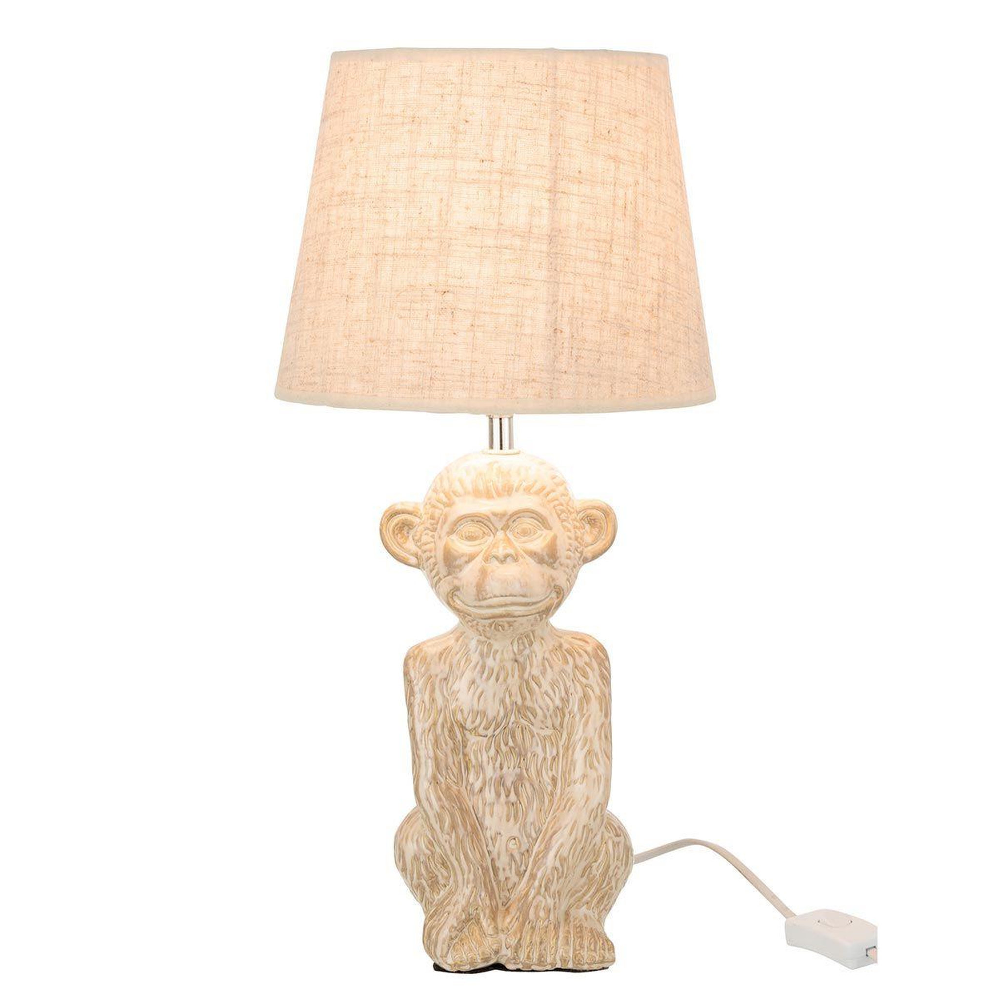 Voir la diapositive 2 : J-LINE Lampe à poser design  singe ciment  46cm beige