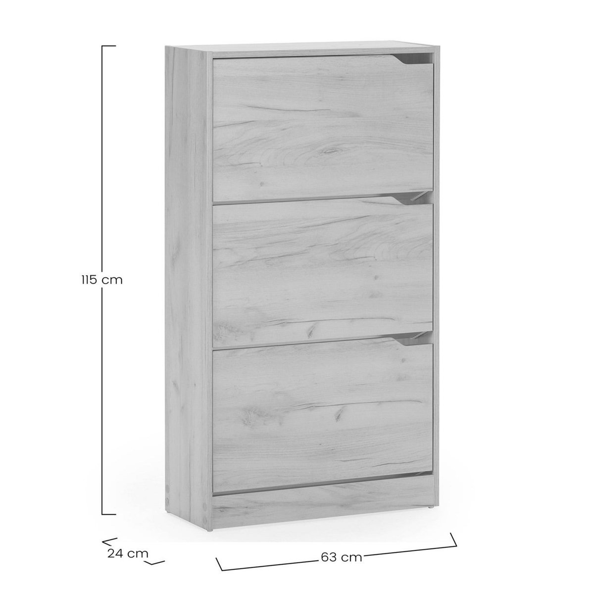 VS VENTA-STOCK Meuble à chaussures Angel 3 portes couleur chêne clair, pour 18 paires