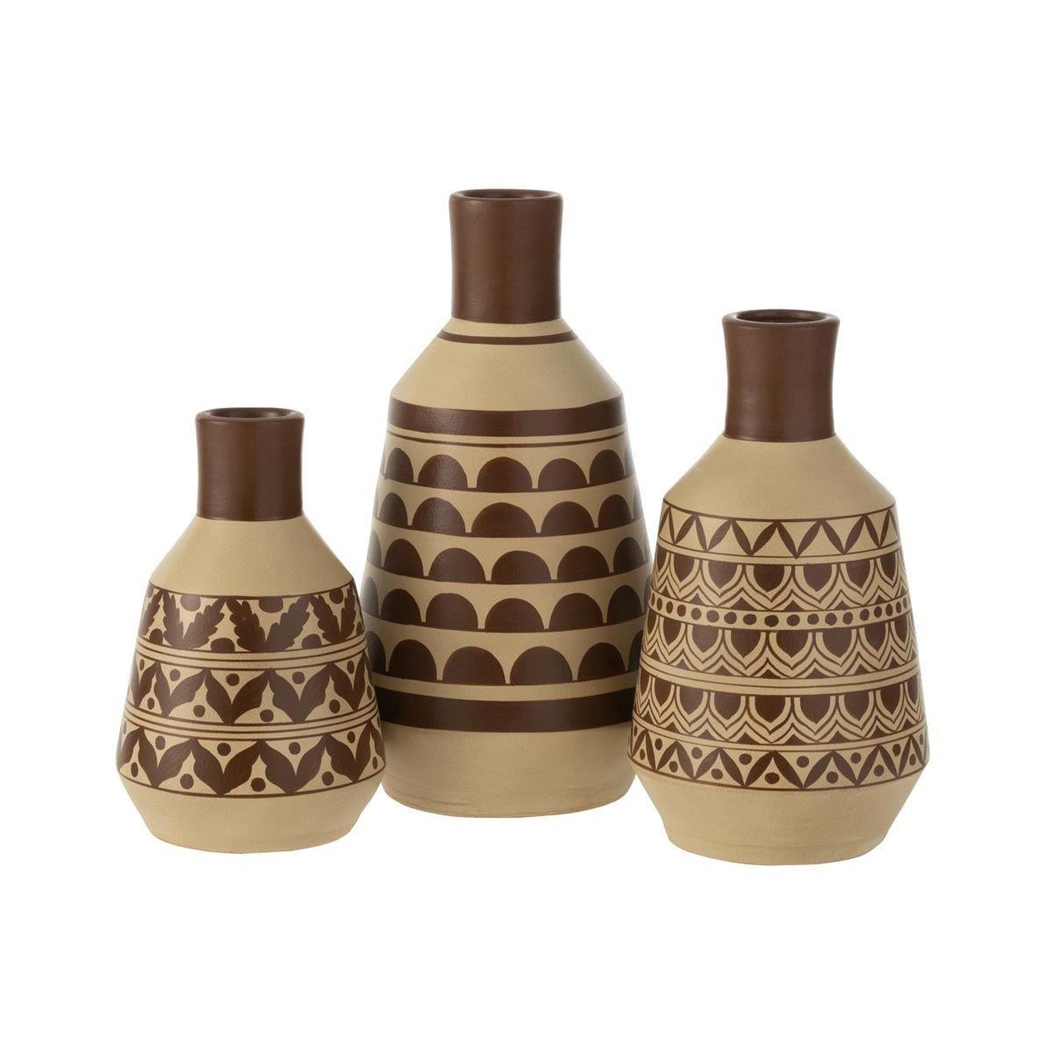 Voir la diapositive 2 : J-LINE Vase Design Feuilles  Jaisalmer  30cm Marron