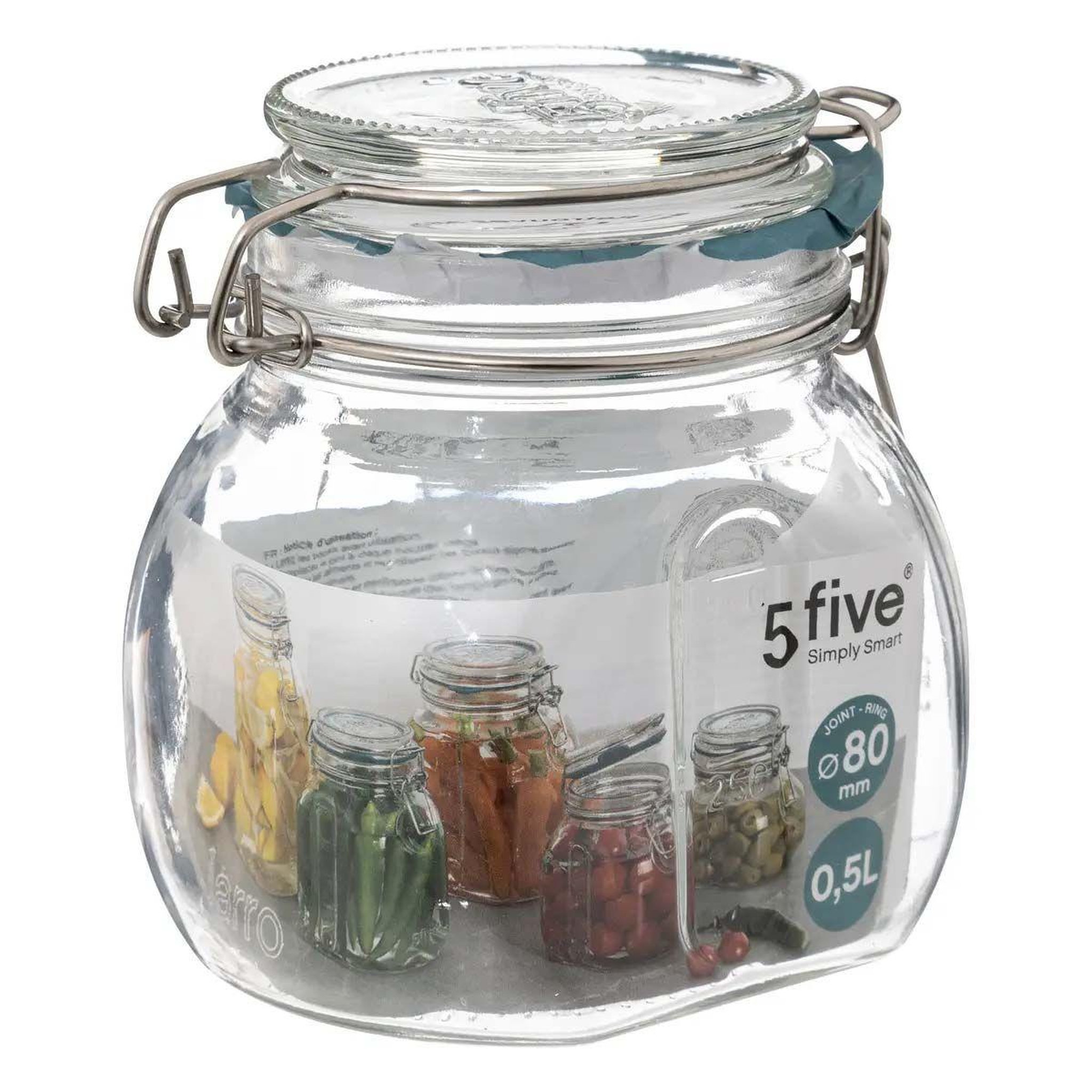 Voir la diapositive 4 : FIVE Bocal en verre gradué  jarro  500ml transparent