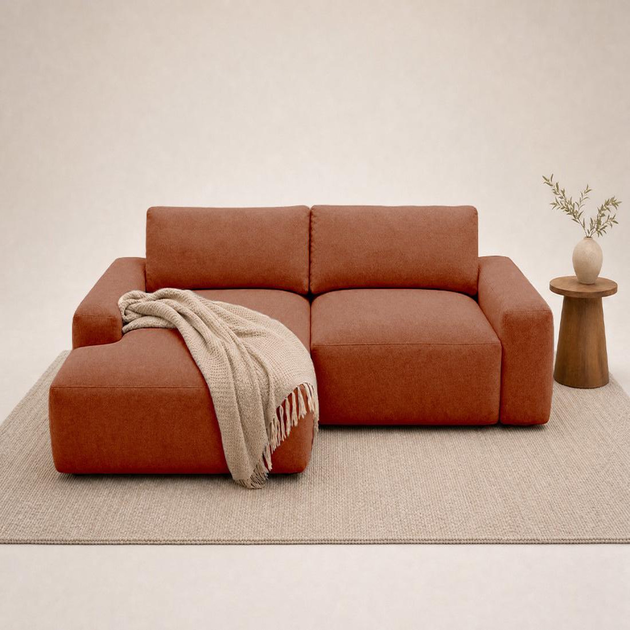 Voir la diapositive 2 : BEST MOBILIER Tama - canapé d'angle gauche 4 places convertible avec coffre en tissu