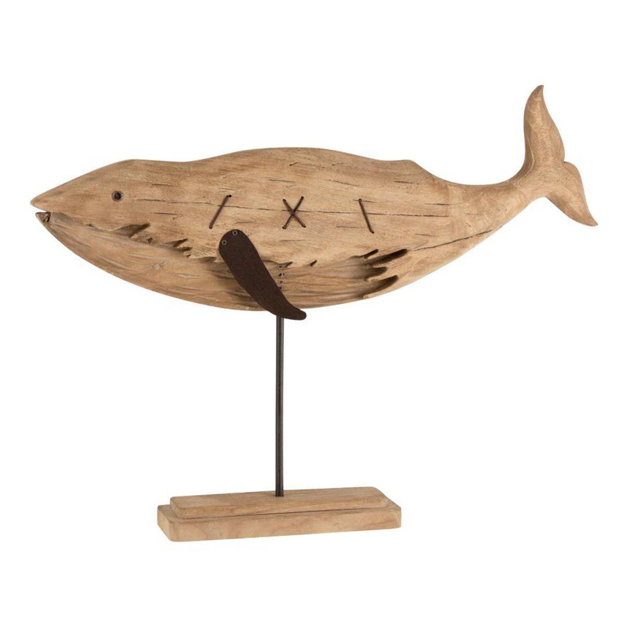 J-LINE Statuette déco en bois  baleine  74cm naturel