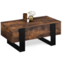 Voir la diapositive 4 : ID MARKET Table basse plateau relevable rectangulaire PHOENIX bois effet vieilli et noir