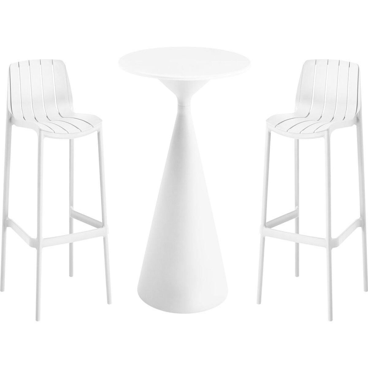 Habitat et Jardin Table et chaises hautes de bistrot empilables  Vaena  - 2 places - Blanc