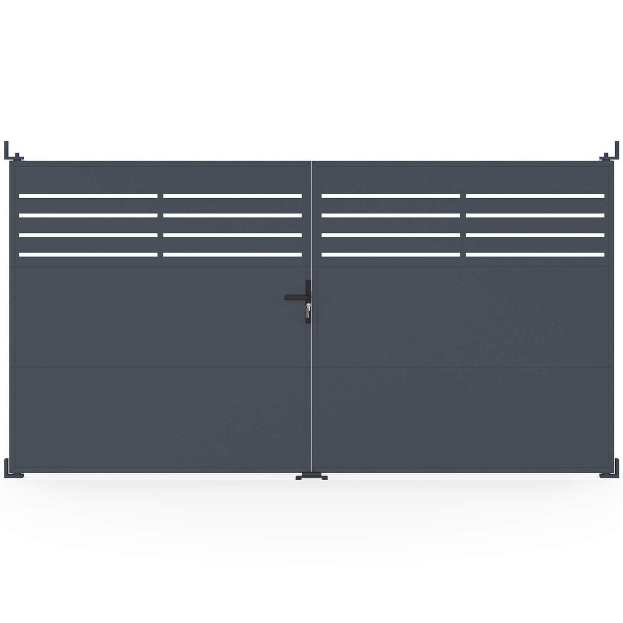 Voir la diapositive 3 : ID MARKET Portail battant 300 x 160 cm en acier ajouré gris anthracite
