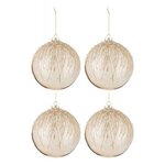 Paris Prix Lot de 4 Boules de Noël  Perles Pailletées  12cm Or