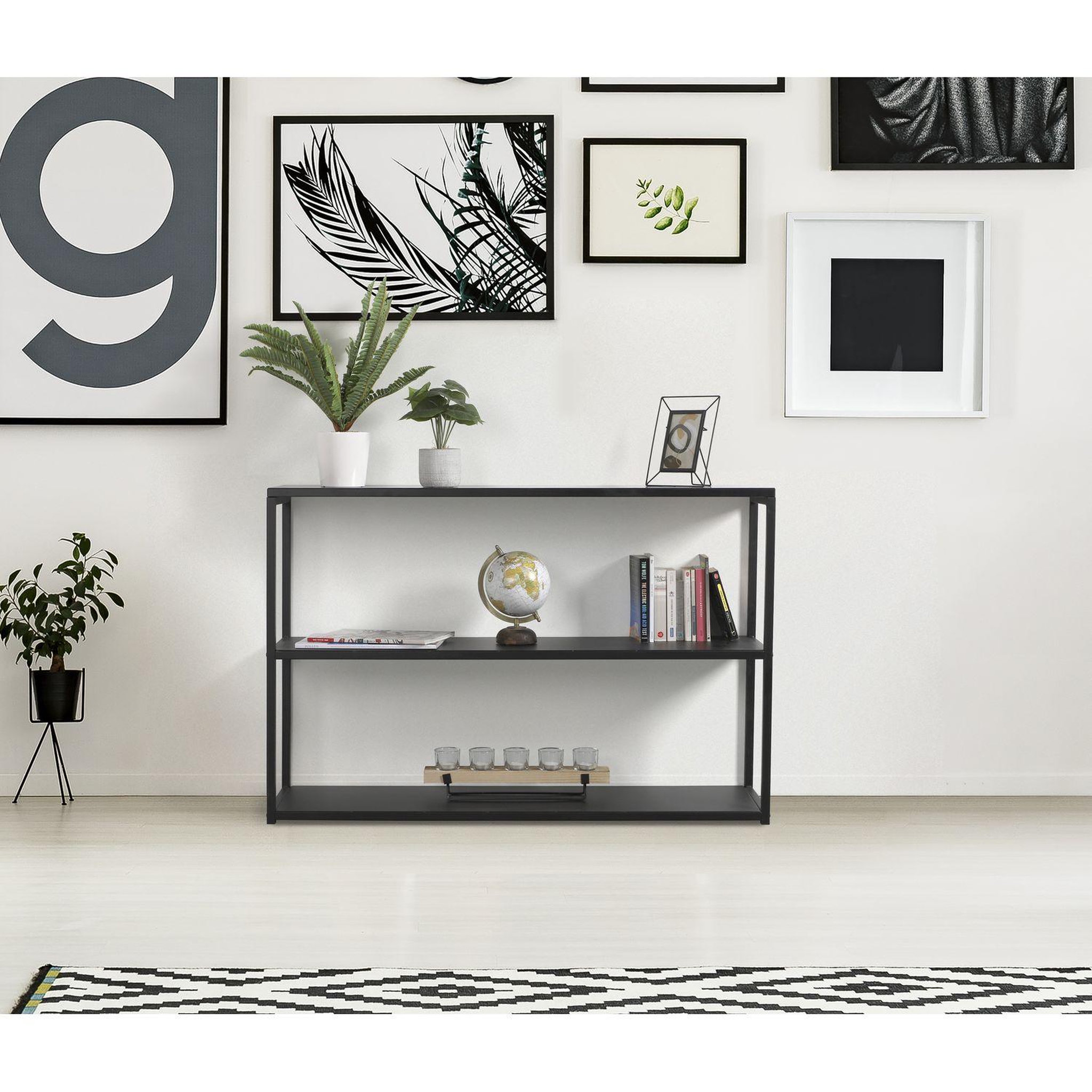 Voir la diapositive 2 : DIVERS Bibliothèque étagère design en métal Madison - L. 120 x H. 80 cm - Noir