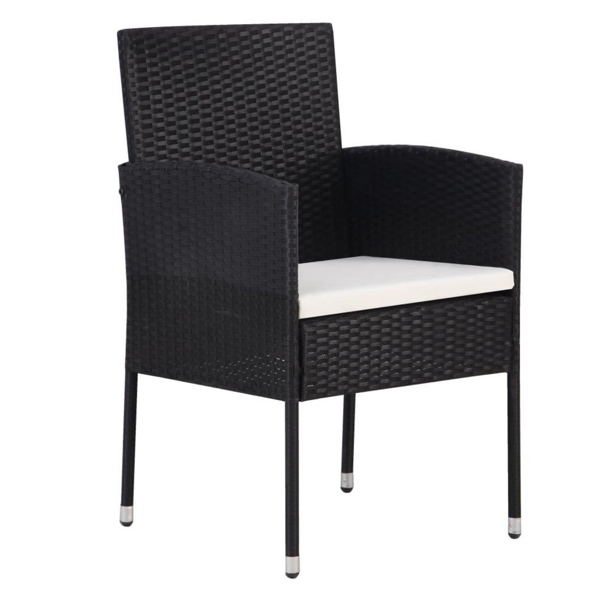 VIDAXL Chaises de jardin coussins blanc creme 2pcs noir resine tressee