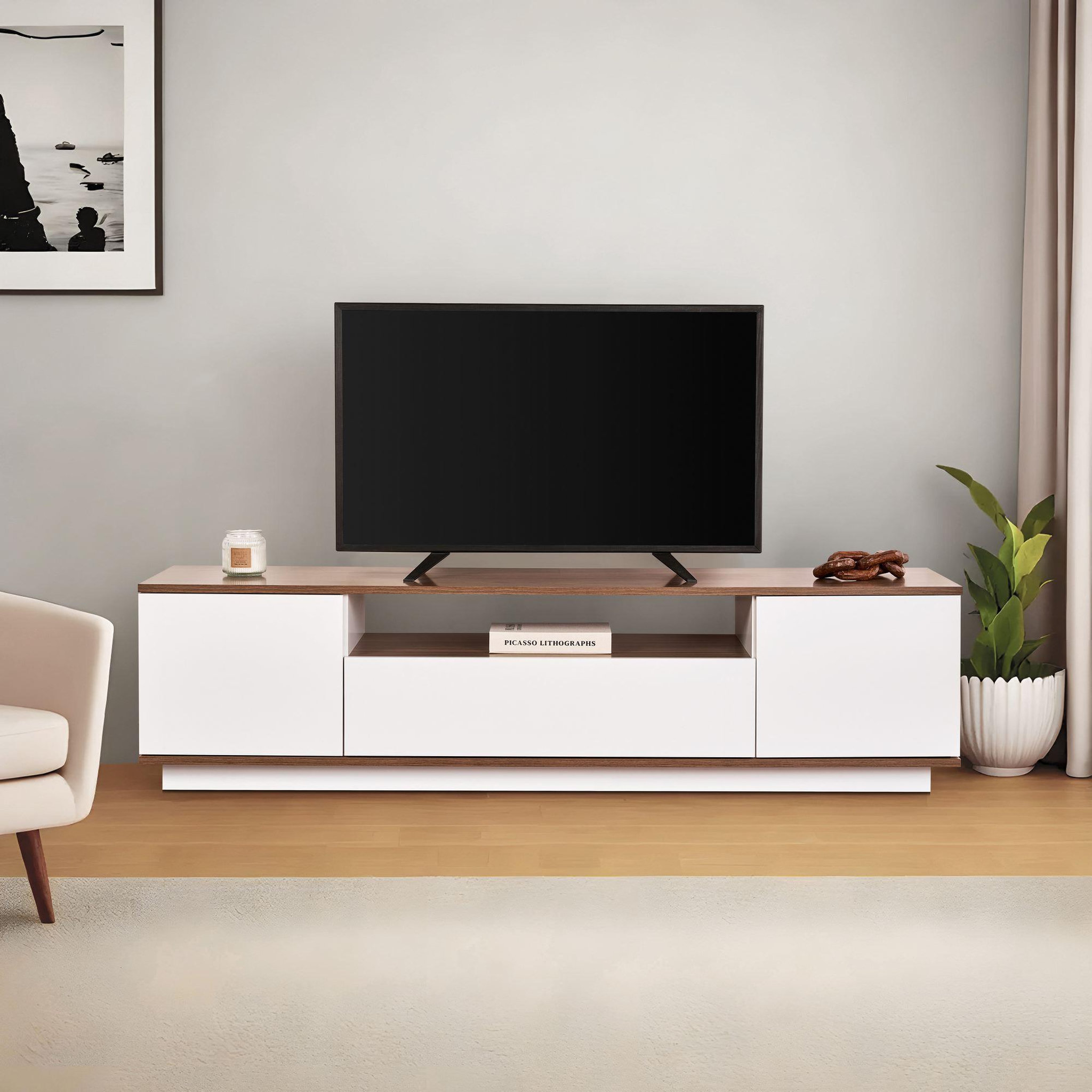 Voir la diapositive 3 : Habitat et Jardin Meuble tv en bois  veramont  - 180 x 44 x 44 cm - marron foncé